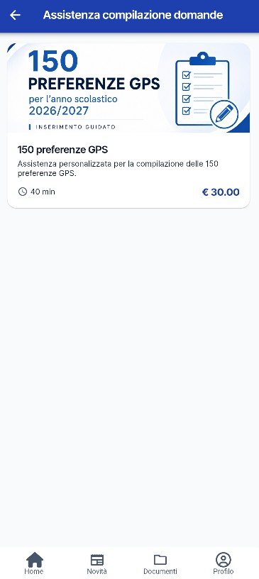 Schermata Assistenza compilazione domande